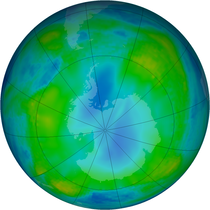 Antarctic ozone map for 21 June 2004